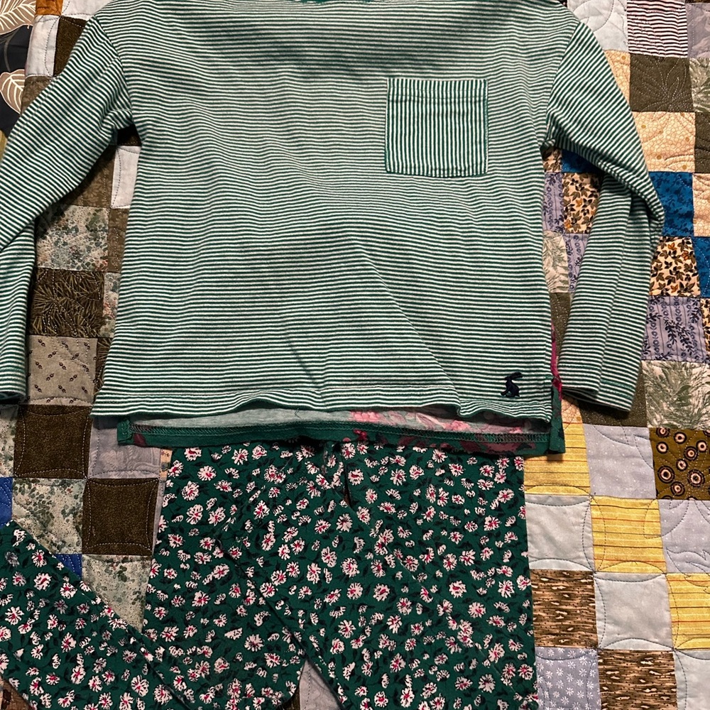 Green Striped Girls matching Set
